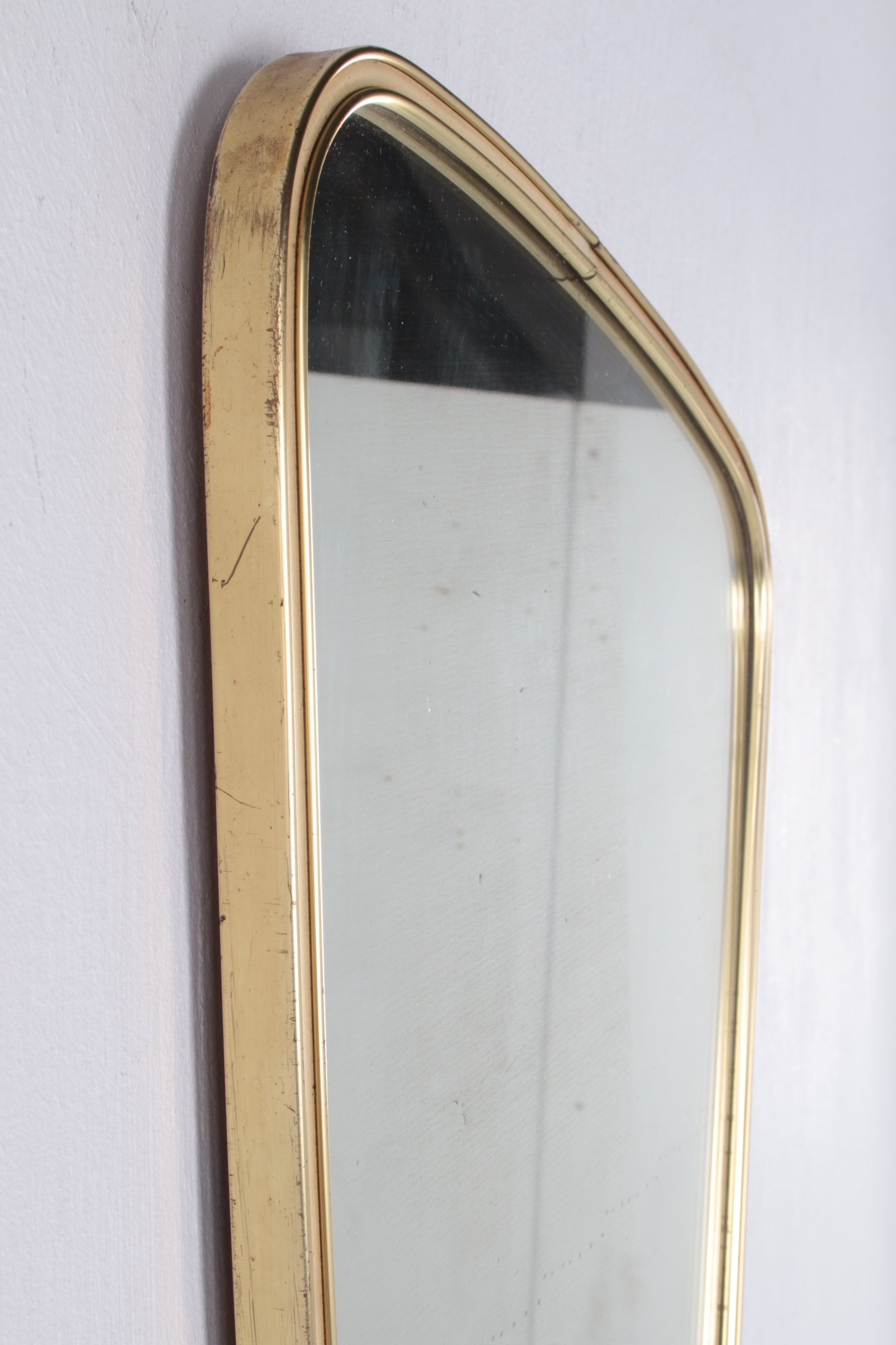 Vintage Langwerpige spiegel messing rand, jaren60 – Timeless-Art