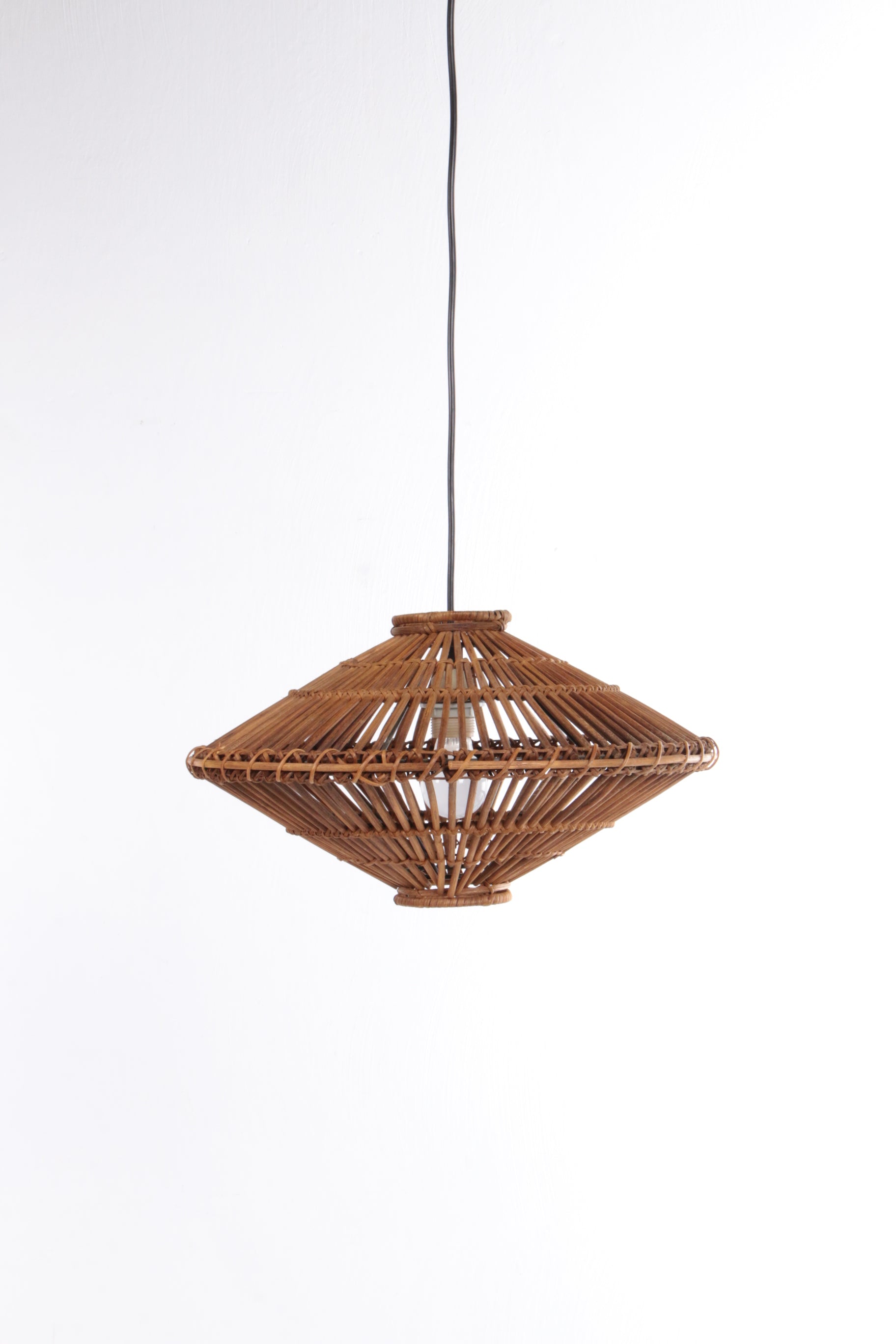 French 1960s pendant lamp made of bamboo.
