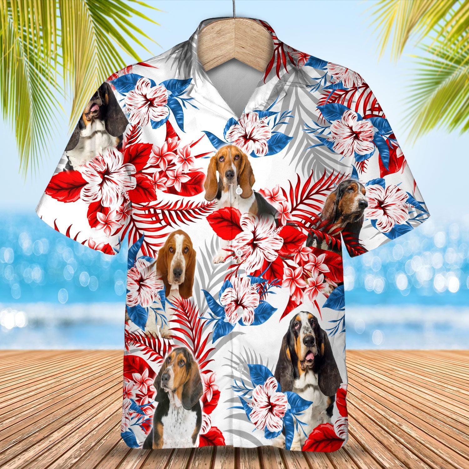 basset hound hawaiian shirt