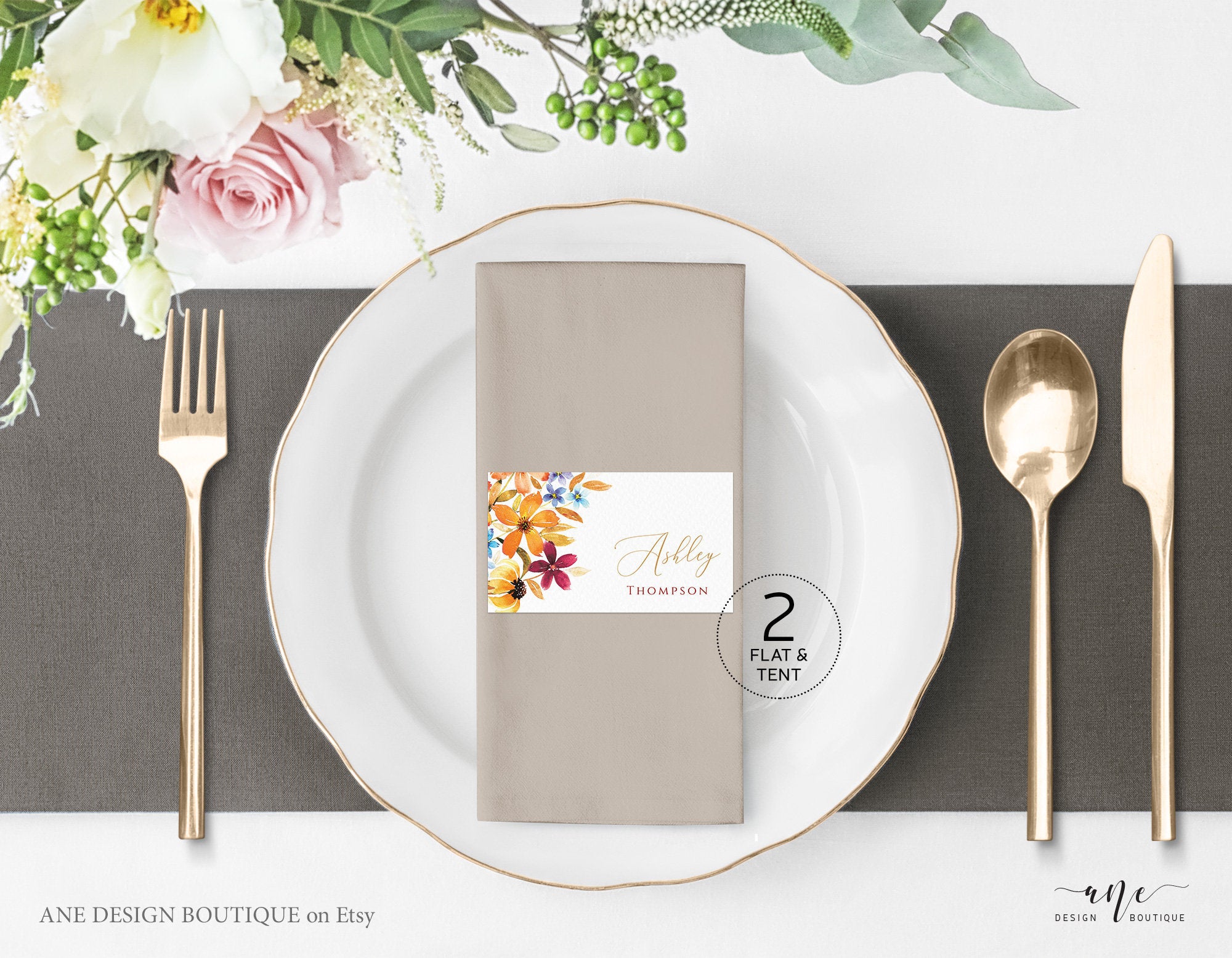 Fall Floral Place Card Ane Design Boutique