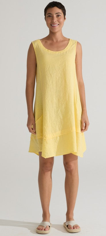 Cut Loose Linen Combo Asym Tunic Dress