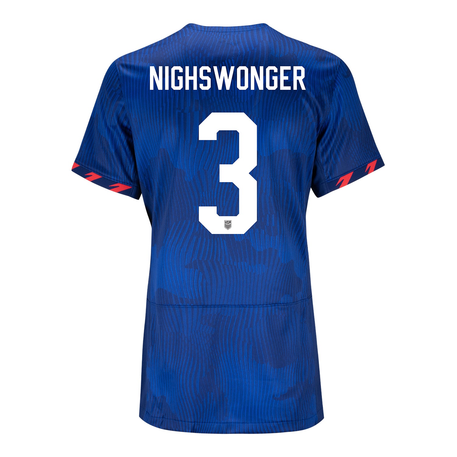 Women's Nike USWNT 2023 Away Personalized Match Jersey in Blue - Back View