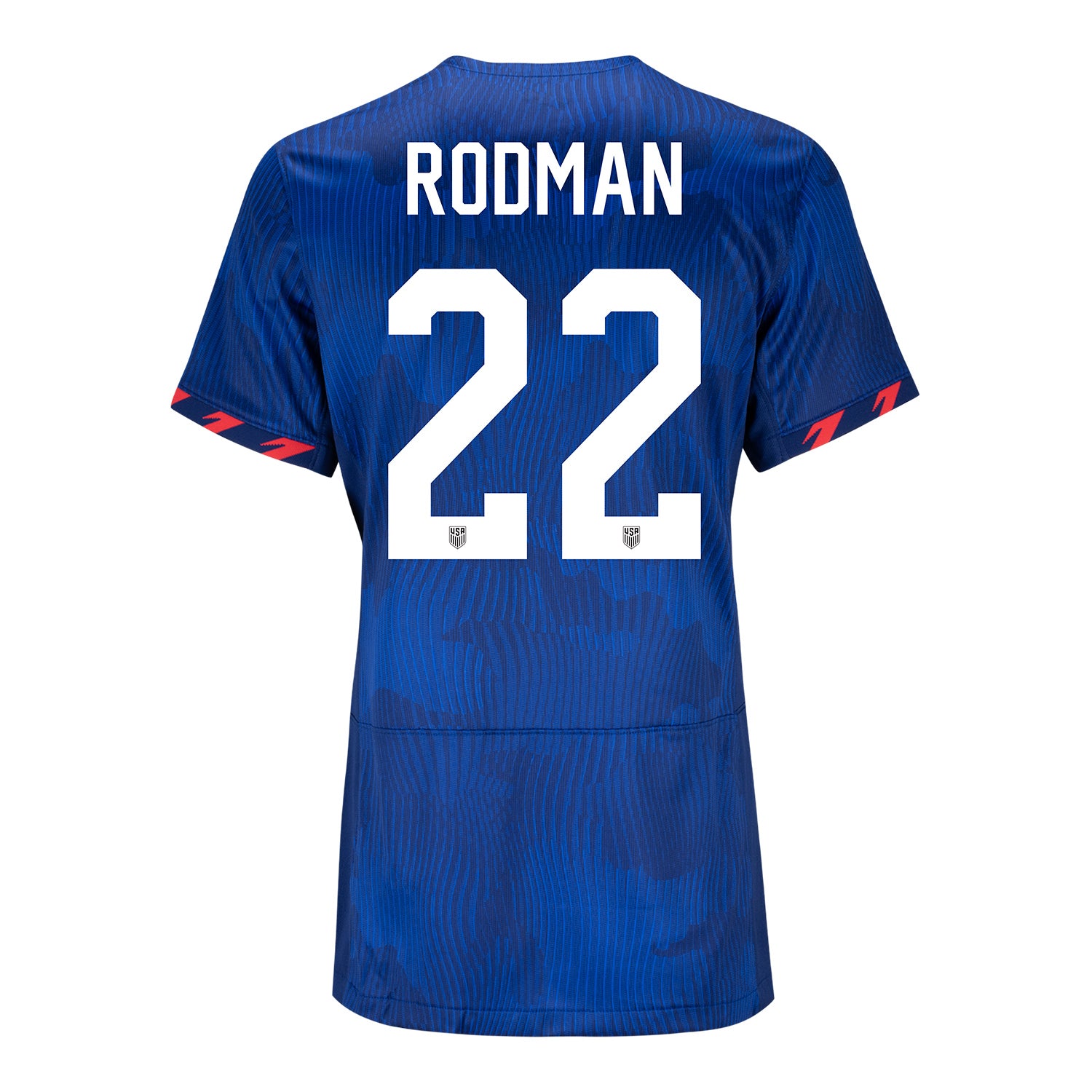 Women's Nike USWNT 2023 Away Personalized Match Jersey in Blue - Back View