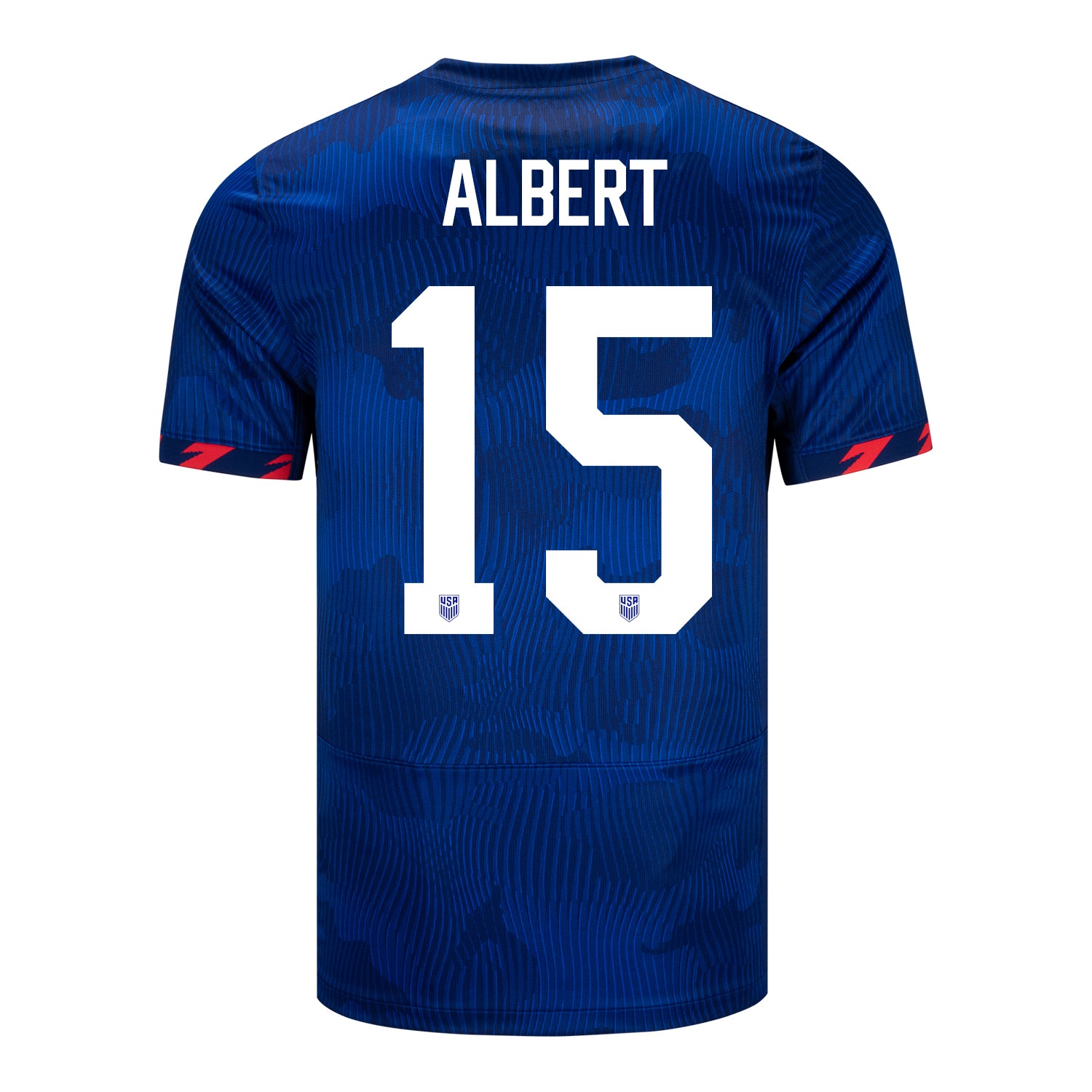 Men's Personalized Nike USWNT Away Stadium Jersey in Blue - Back View