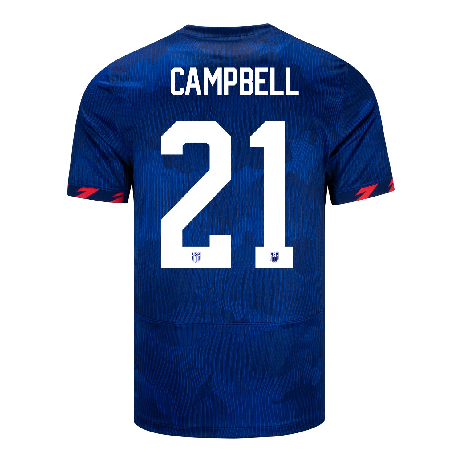 Men's Personalized Nike USWNT Away Stadium Jersey in Blue - Back View