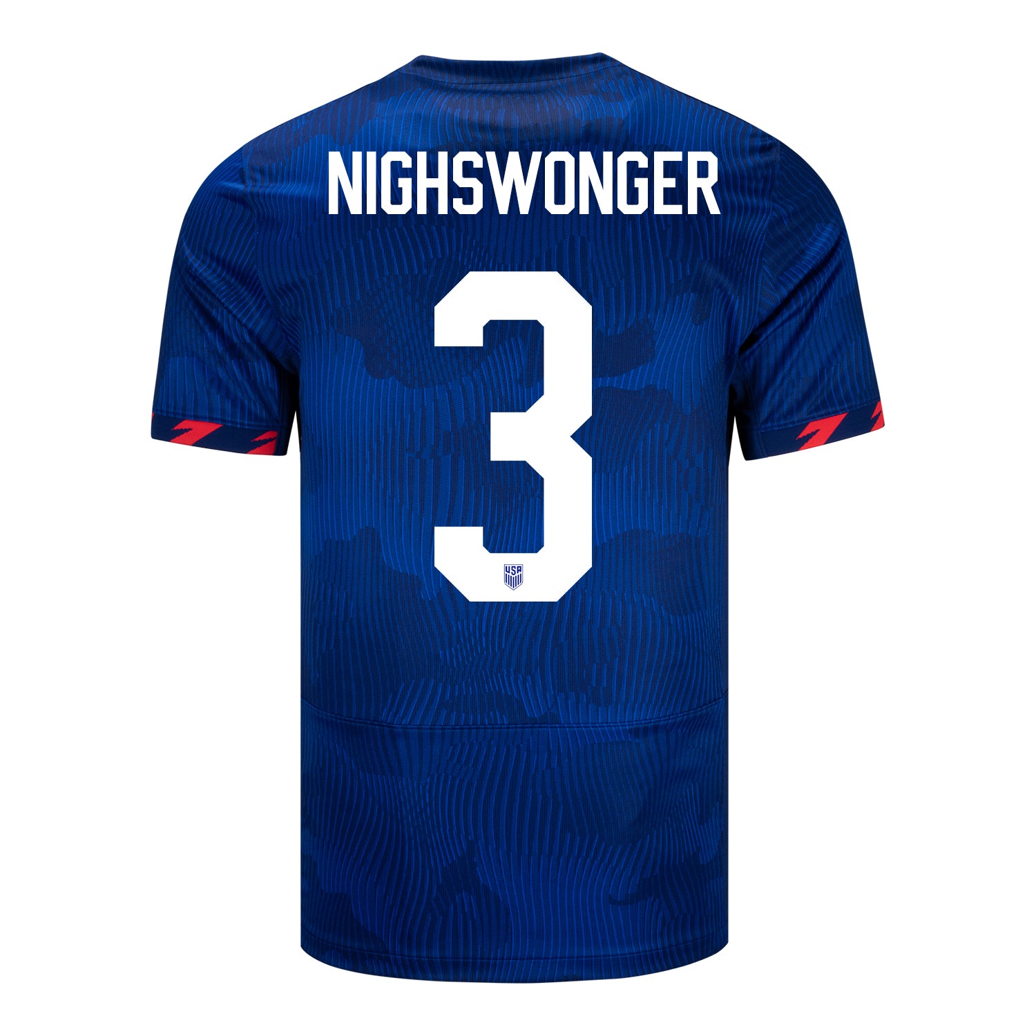 Men's Nike USWNT 2023 Away Personalized Match Jersey in Blue - Back View