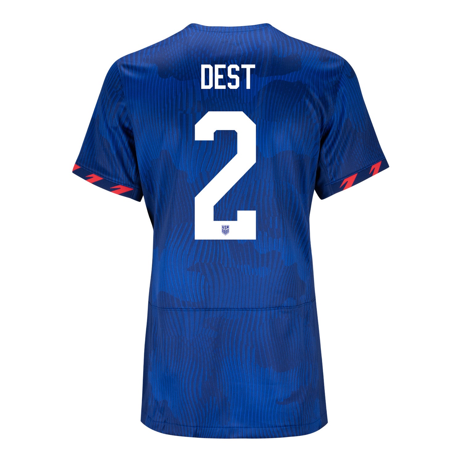 Women's Nike USMNT 2023 Personalized Away Match Jersey in Blue - Back View