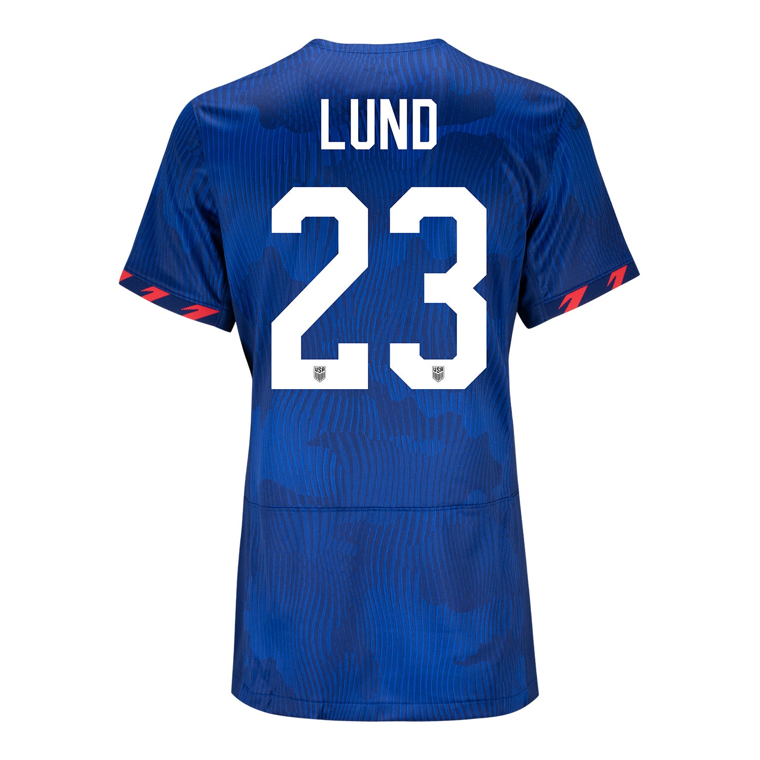 Women's Nike USMNT 2023 Personalized Away Match Jersey in Blue - Back View