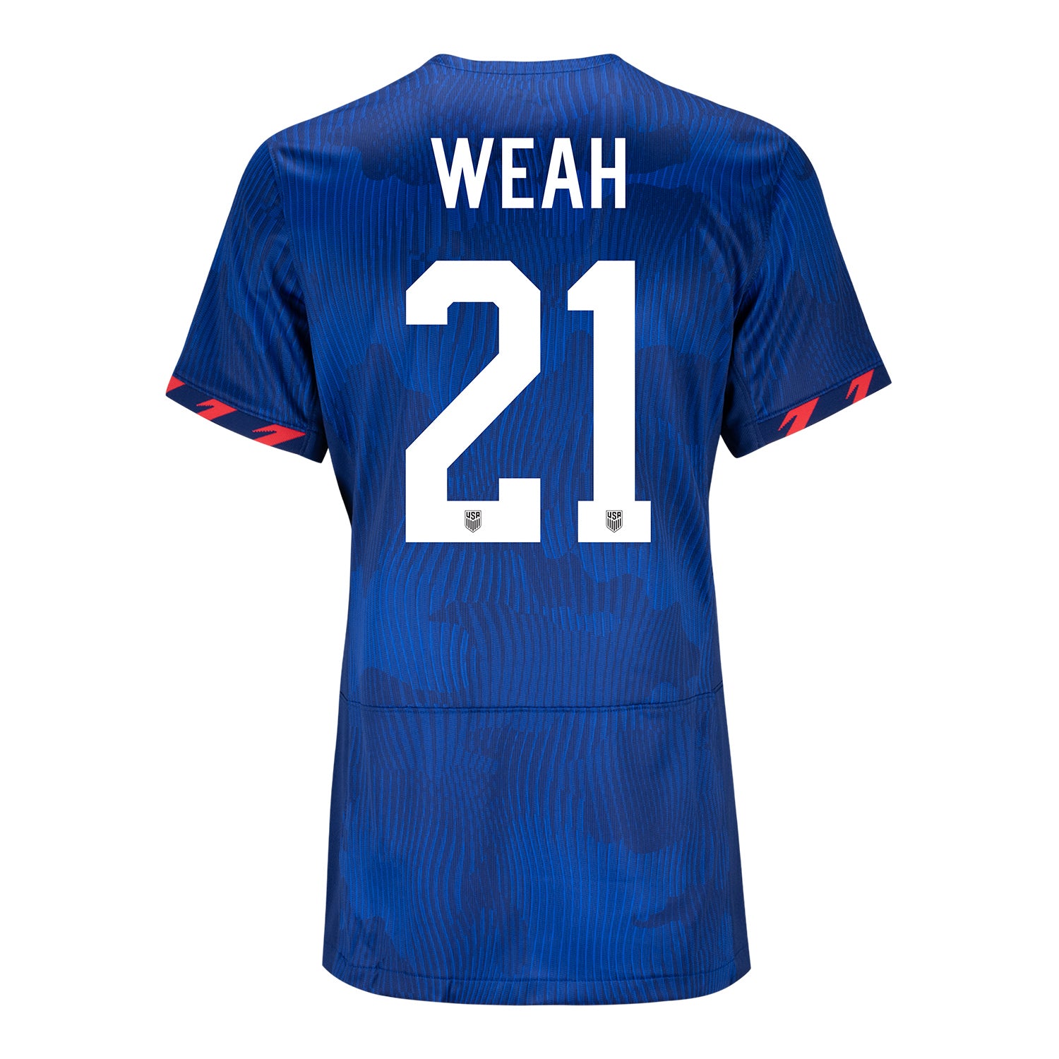 Women's Nike USMNT 2023 Personalized Away Match Jersey in Blue - Back View