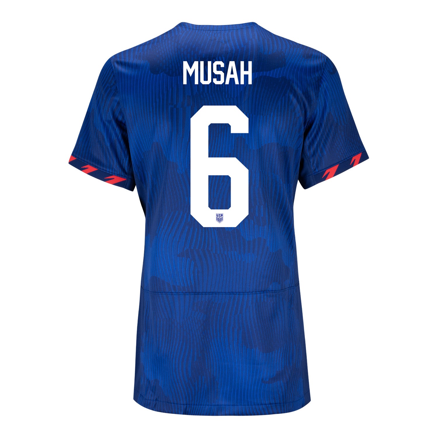 Women's Nike USMNT 2023 Away Custom Stadium Jersey in Blue - Back View