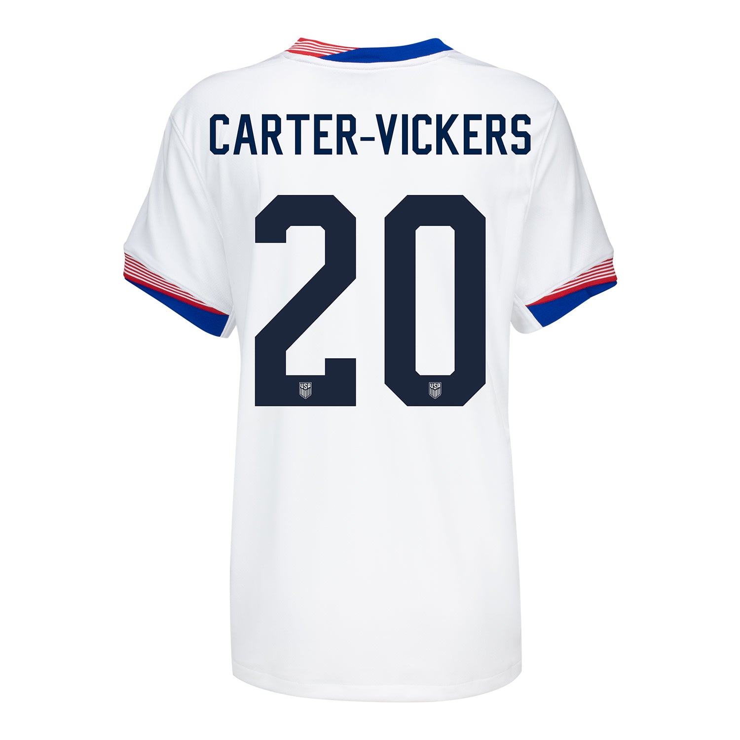 Women's Nike USMNT 2024 Personalized American Classic Home Stadium Jersey in White - Back View