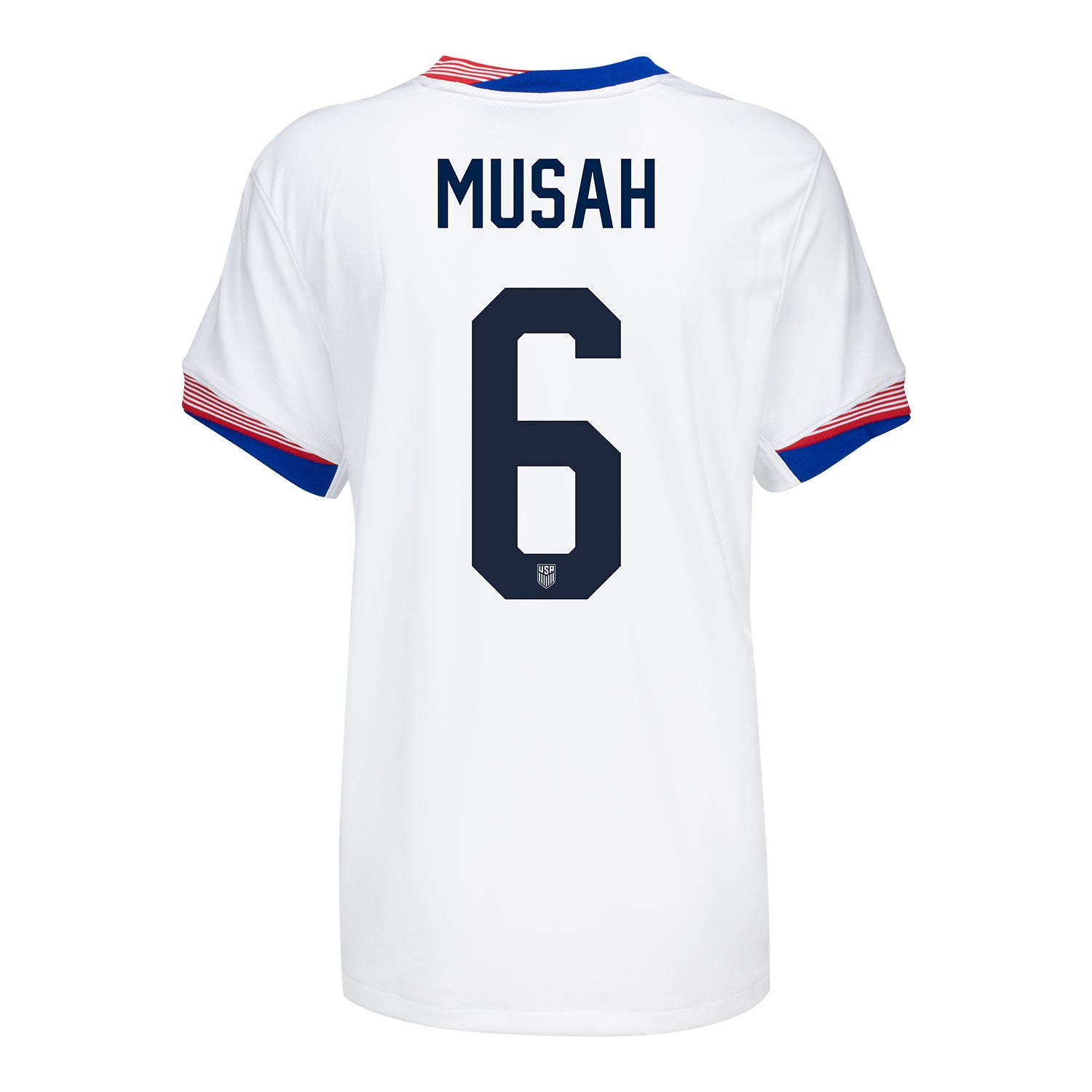 Women's Nike USMNT 2024 Personalized American Classic Home Stadium Jersey in White - Back View