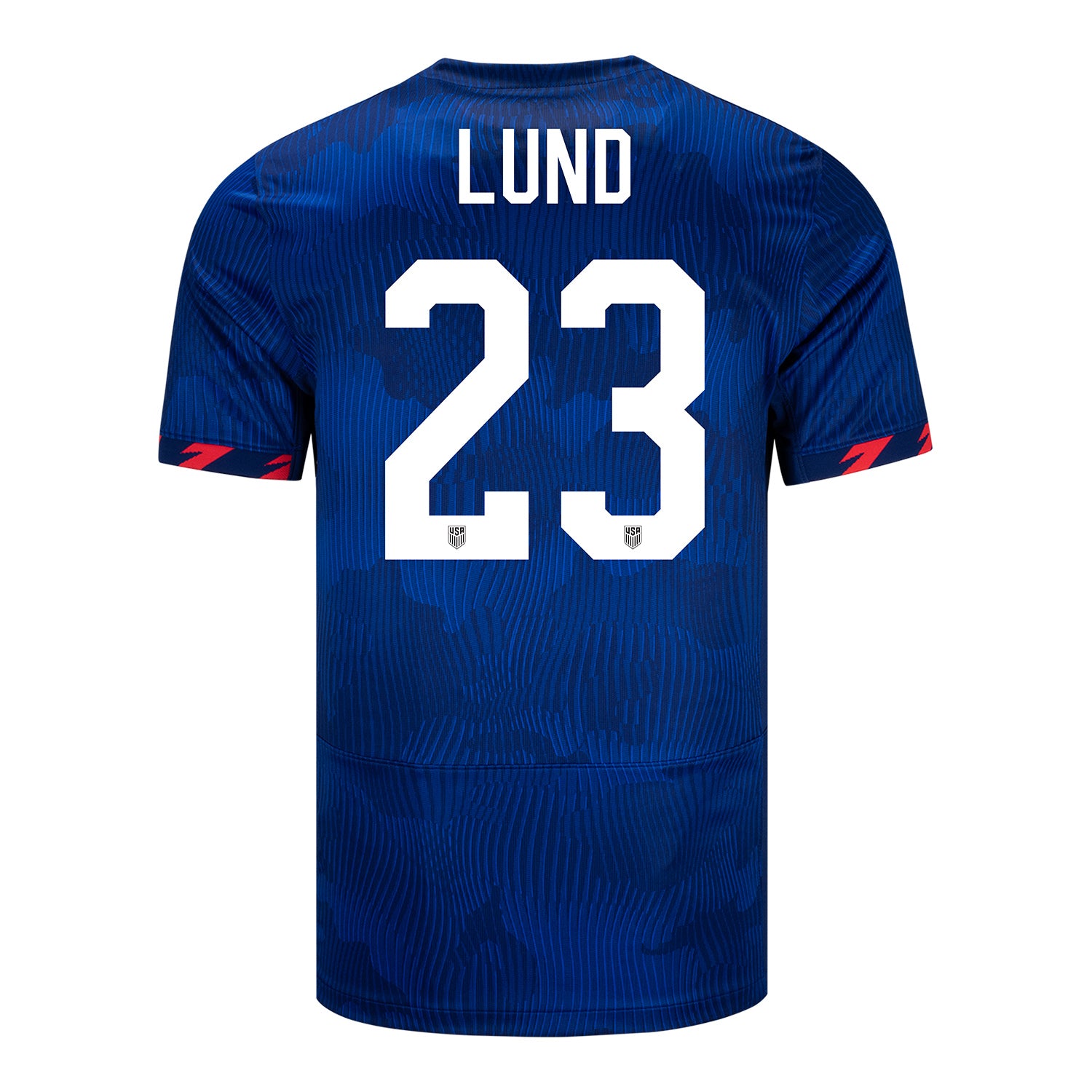 Men's Nike USMNT 2023 Personalized Away Match Jersey in Blue - Back View