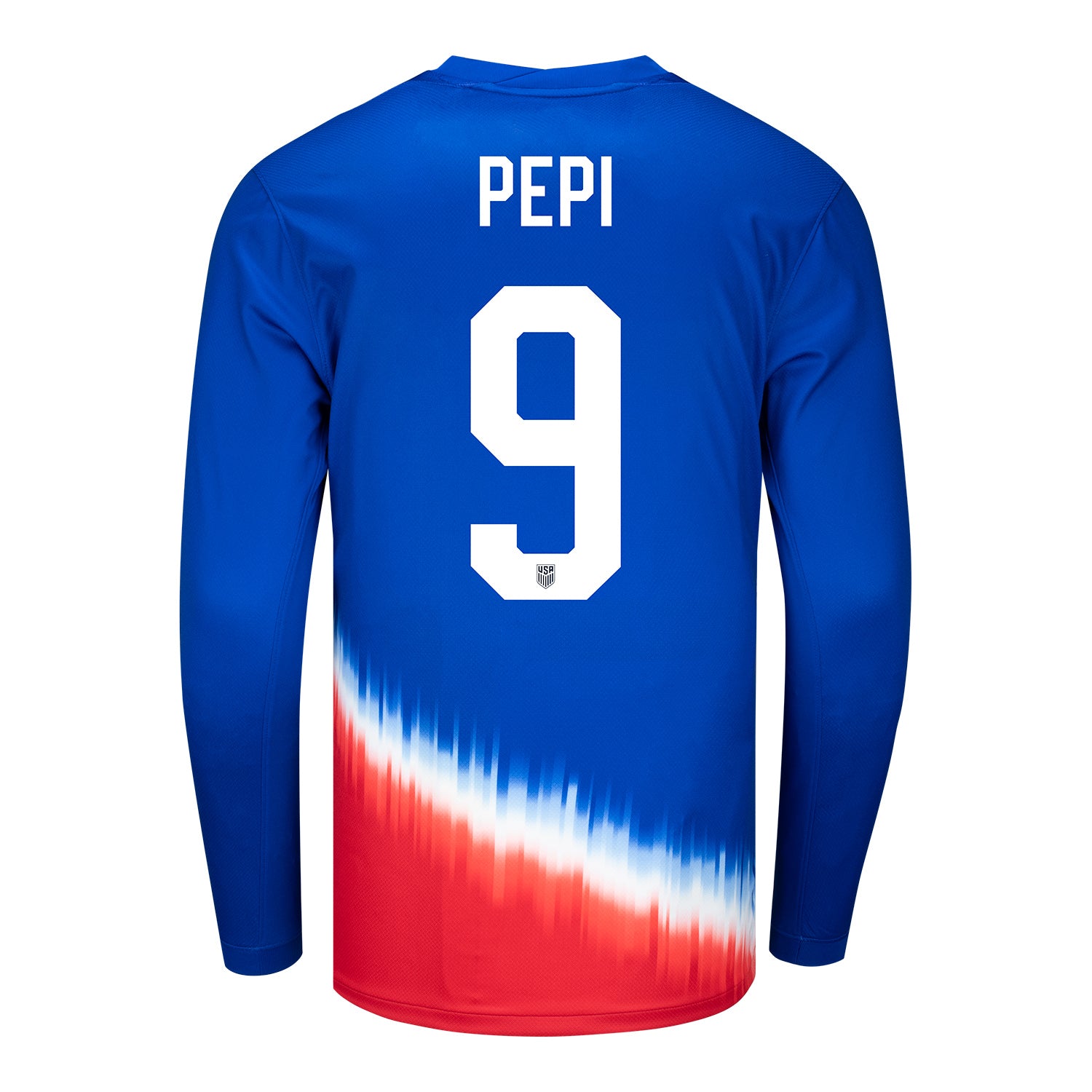 Men's Nike USMNT 2024 Personalized American Icon Away Stadium Long Sleeve Jersey - Back View