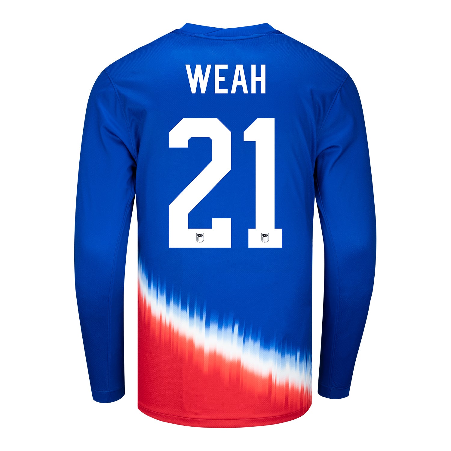 Men's Nike USMNT 2024 Personalized American Icon Away Stadium Long Sleeve Jersey - Back View