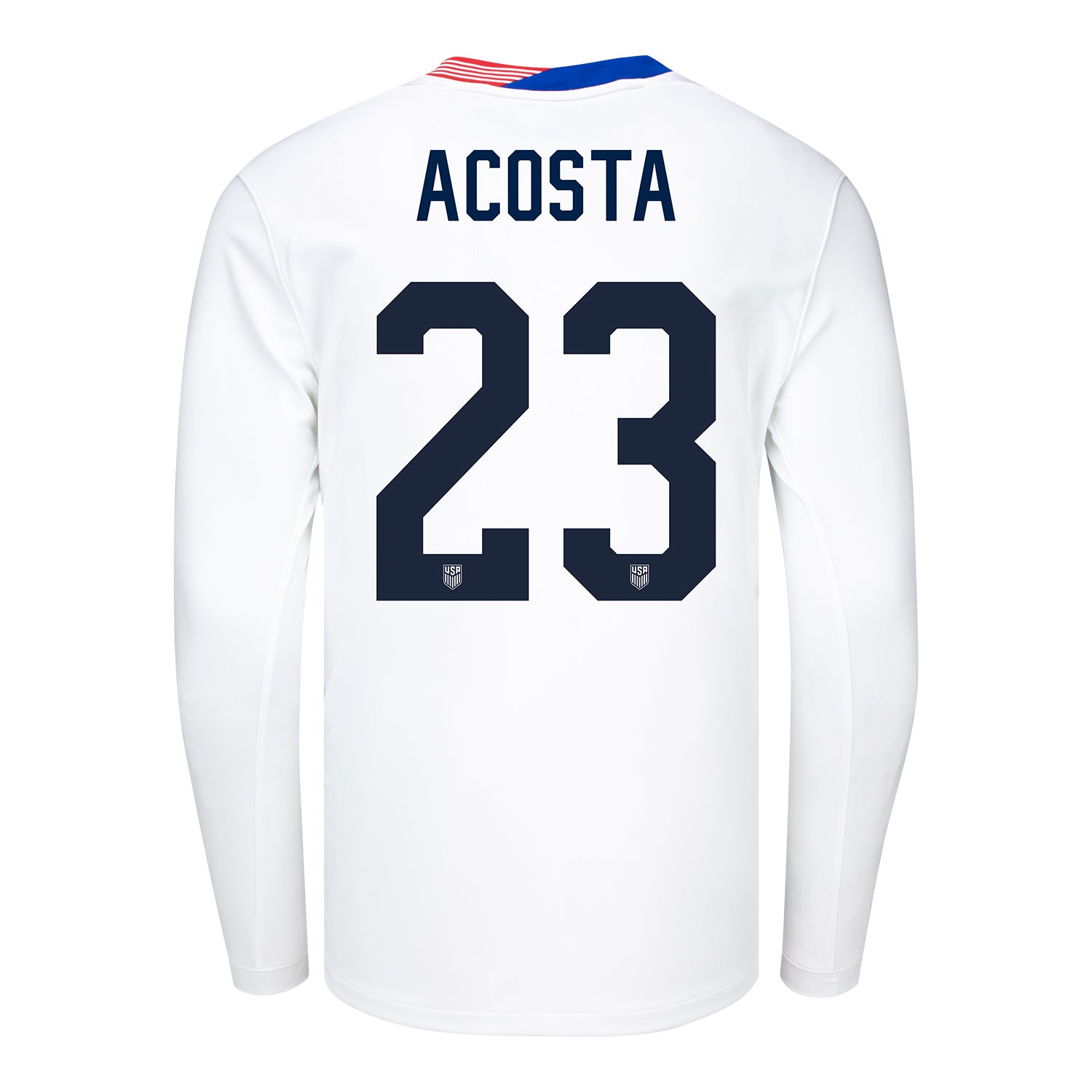 Men's Nike USMNT 2024 Personalized American Classic Home Stadium Long Sleeve Jersey - Back View