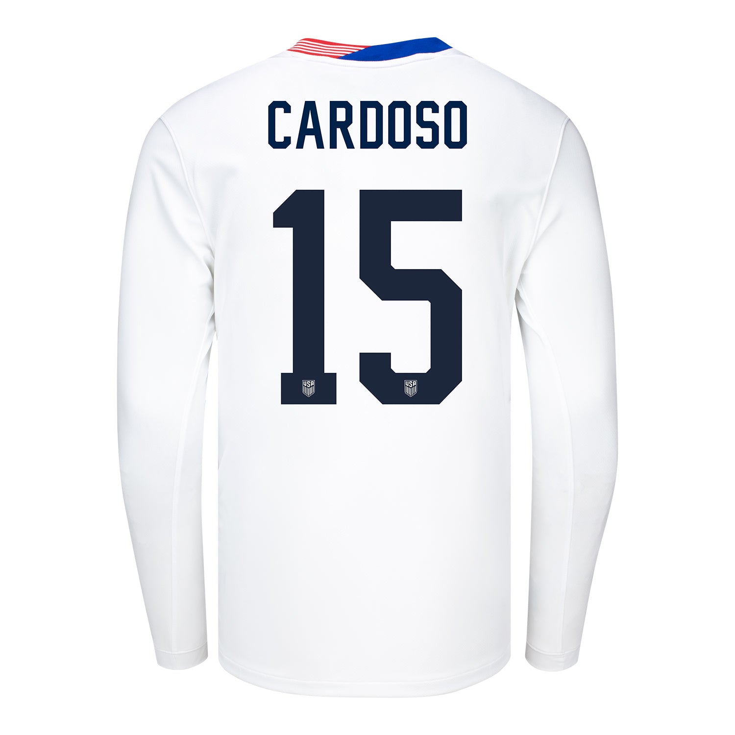 Men's Nike USMNT 2024 Personalized American Classic Home Stadium Long Sleeve Jersey - Back View