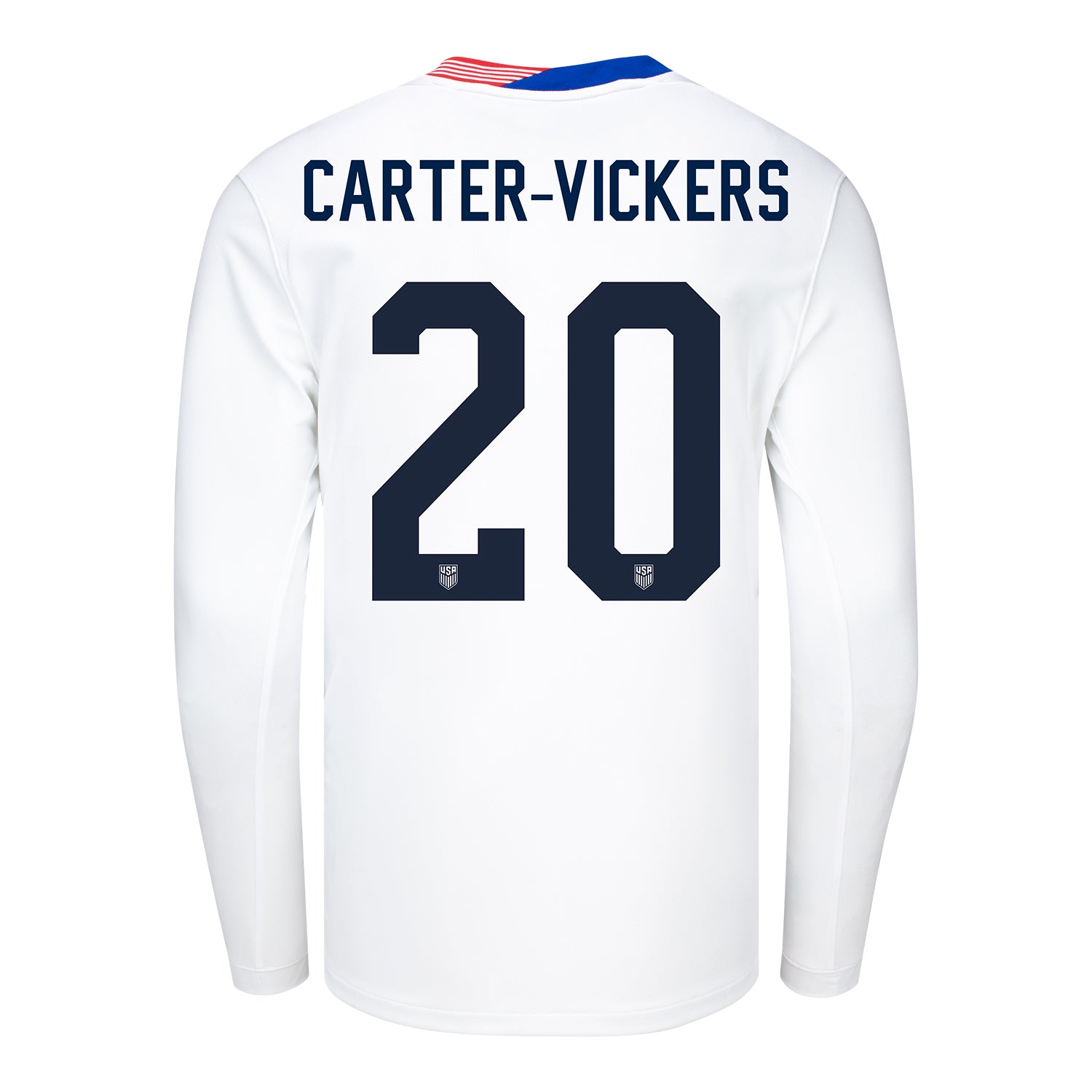 Men's Nike USMNT 2024 Personalized American Classic Home Stadium Long Sleeve Jersey - Back View