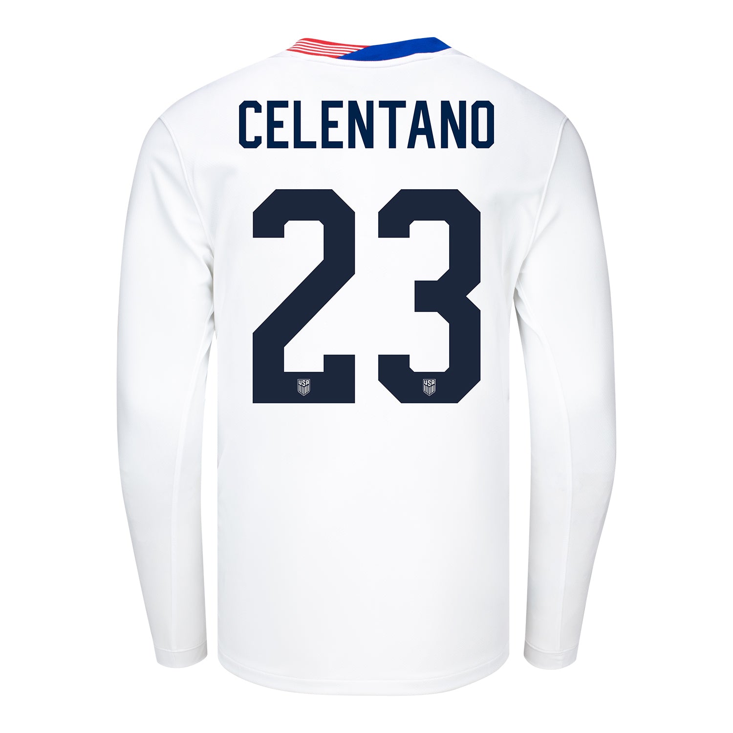 Men's Nike USMNT 2024 Personalized American Classic Home Stadium Long Sleeve Jersey - Back View