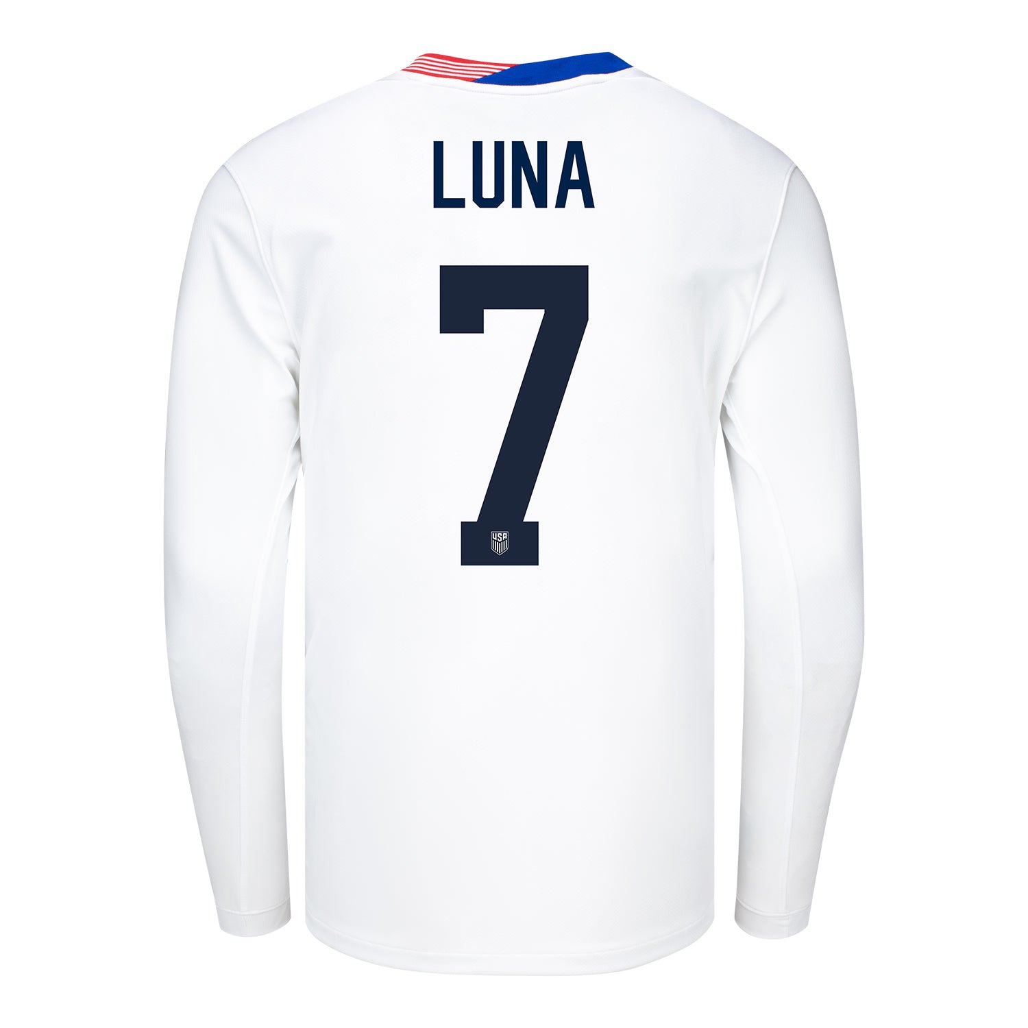 Men's Nike USMNT 2024 Personalized American Classic Home Stadium Long Sleeve Jersey - Back View