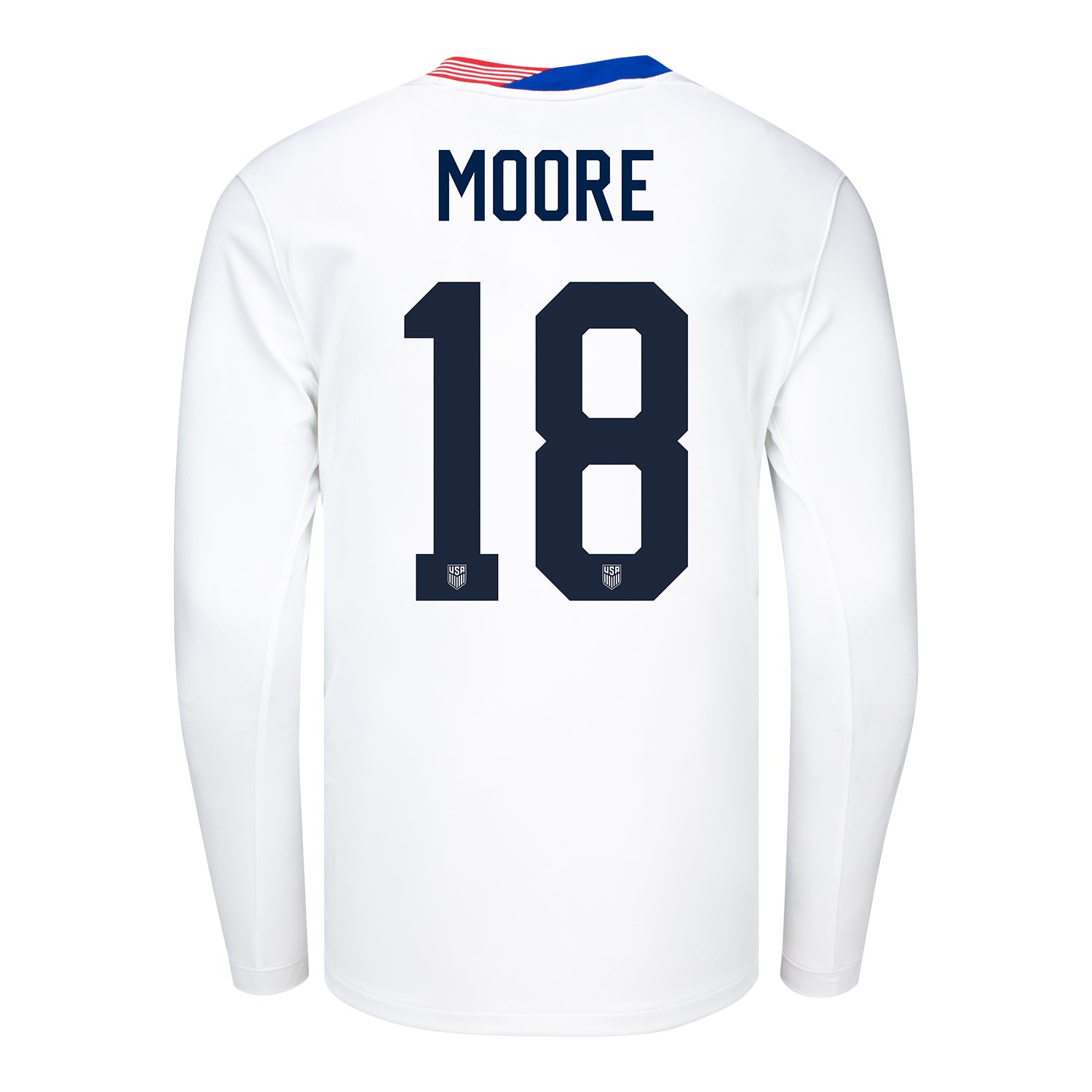 Men's Nike USMNT 2024 Personalized American Classic Home Stadium Long Sleeve Jersey - Back View