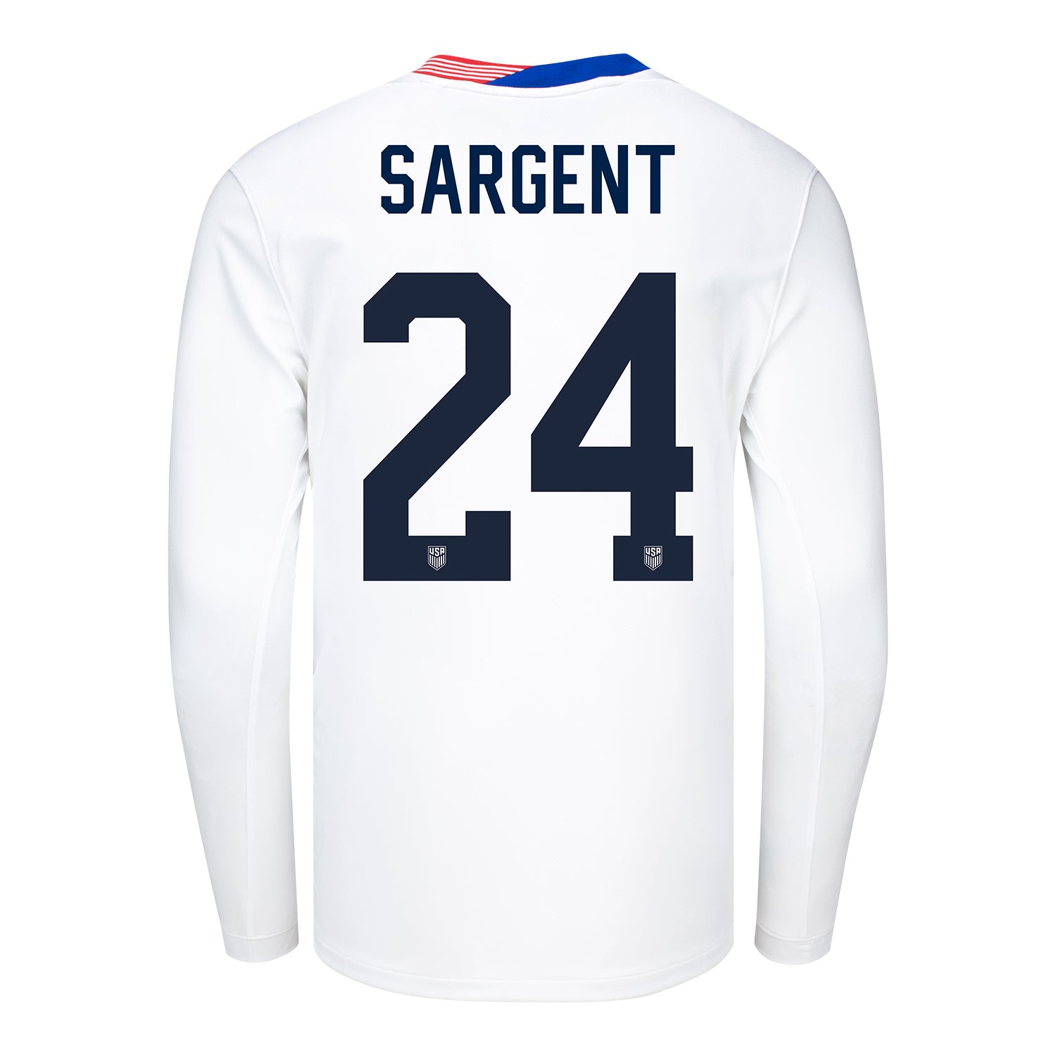 Men's Nike USMNT 2024 Personalized American Classic Home Stadium Long Sleeve Jersey - Back View