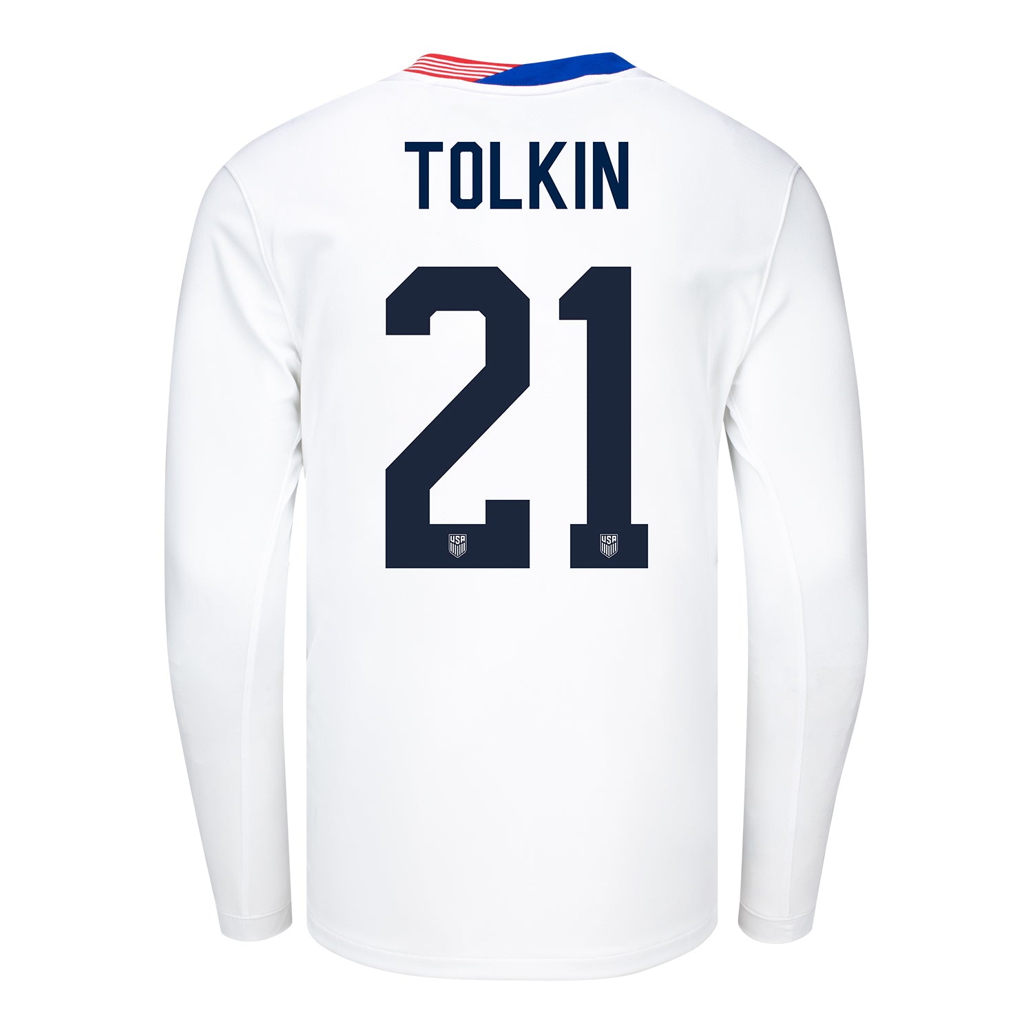 Men's Nike USMNT 2024 Personalized American Classic Home Stadium Long Sleeve Jersey - Back View