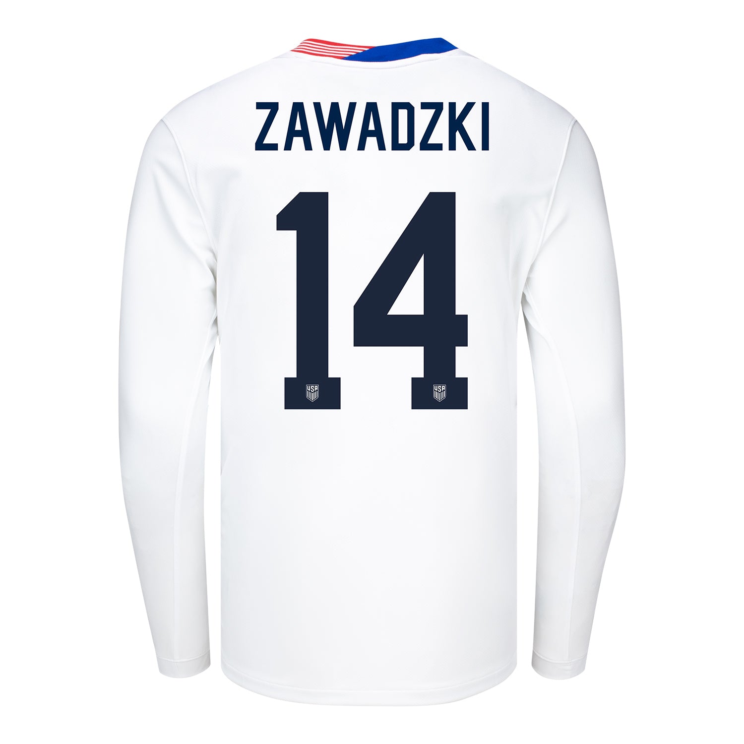 Men's Nike USMNT 2024 Personalized American Classic Home Stadium Long Sleeve Jersey - Back View