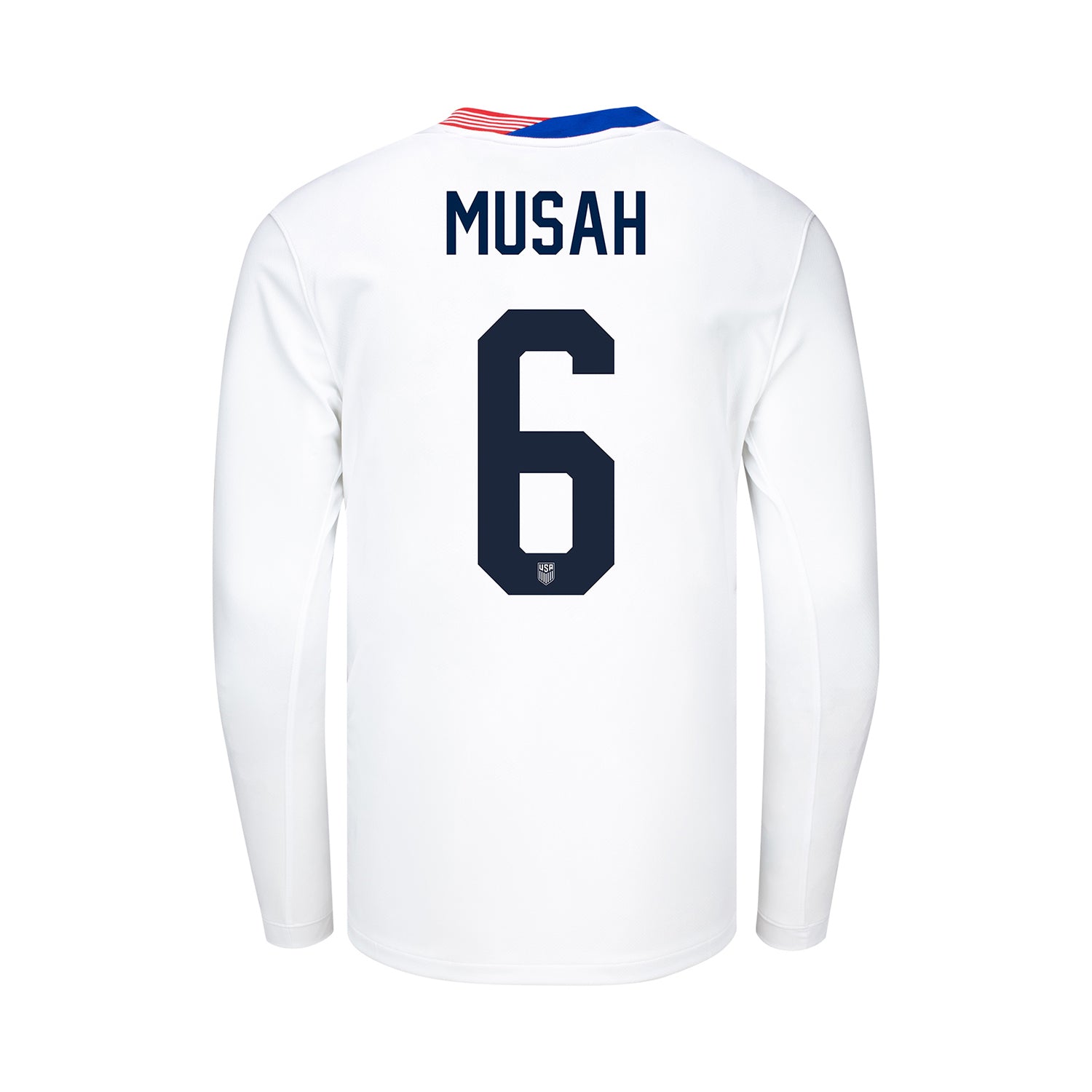 Youth Nike USMNT 2024 Personalized American Classic Home Stadium Long Sleeve Jersey - Back View