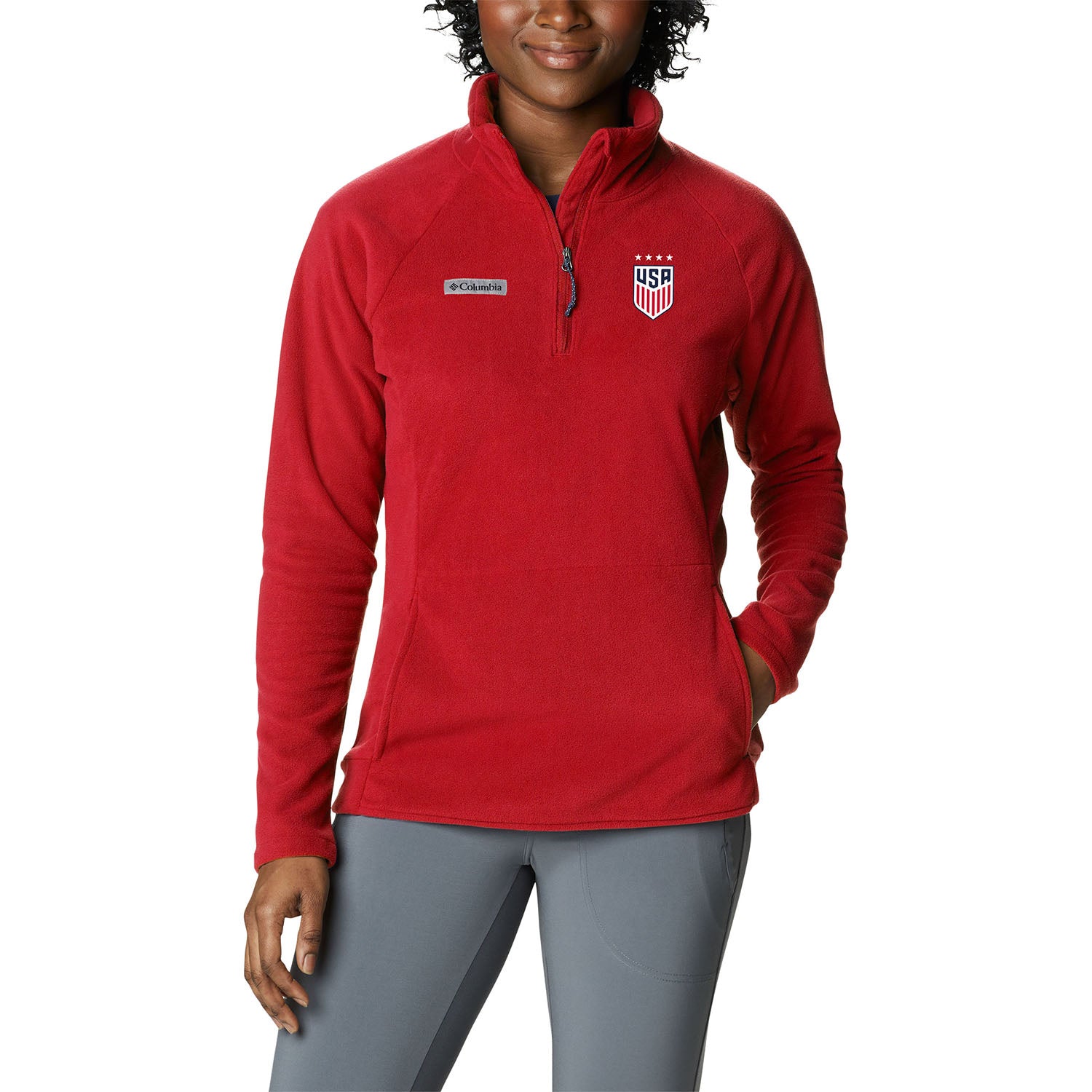 Women's Columbia USWNT Ali Peak Half Zip Red Fleece - Official U.S ...