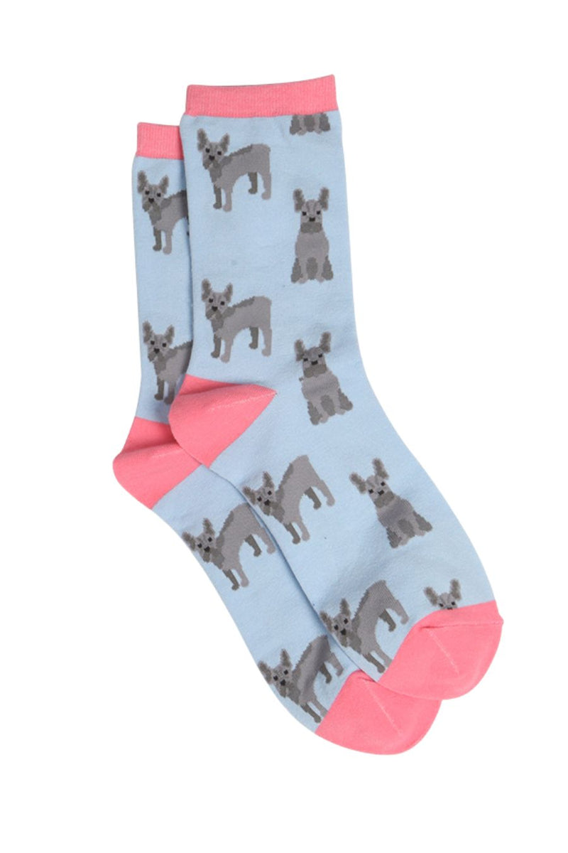 4986LBP Light Blue Pink Womens French Bulldog Bamboo Socks – MSH Wholesale