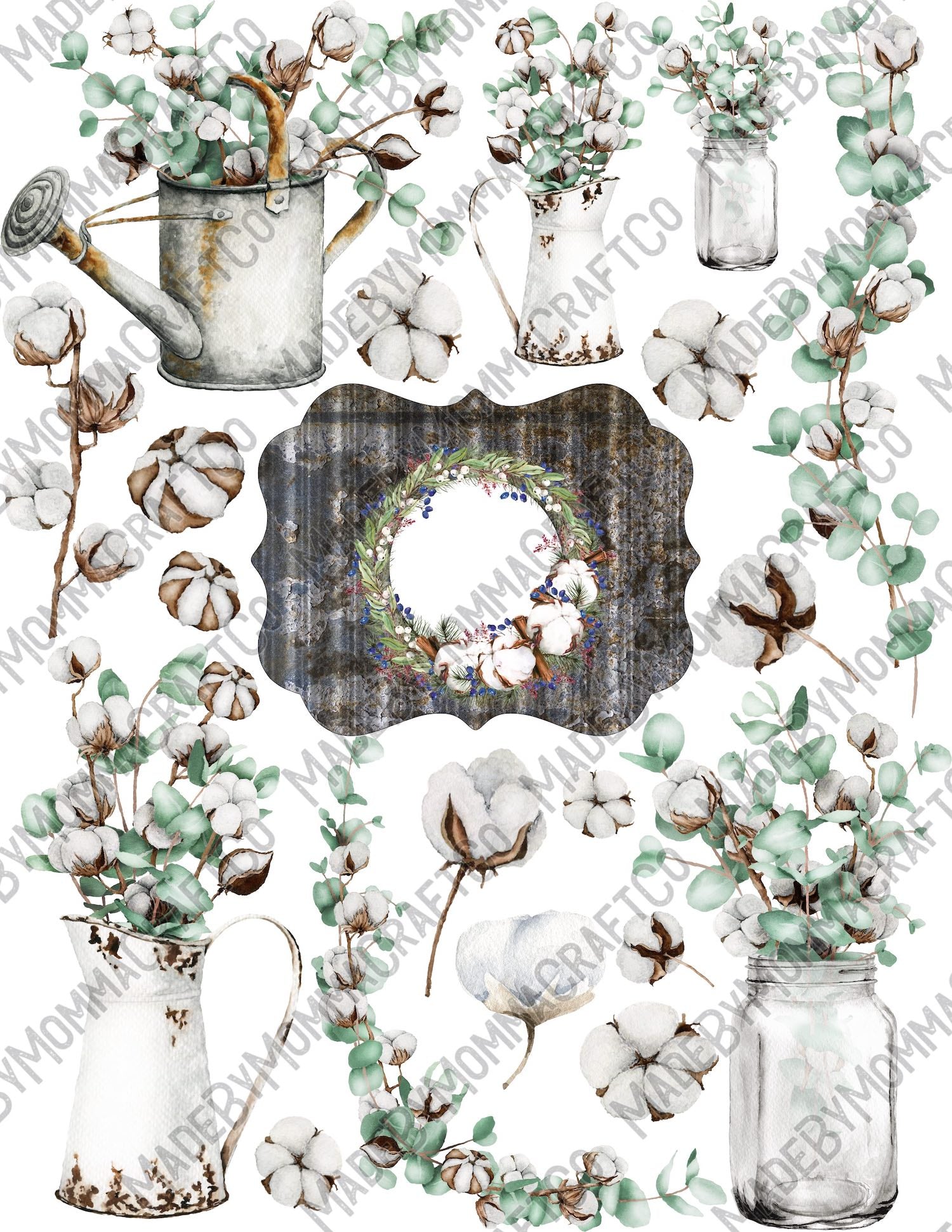Sage Cotton Jar Floral Sheet Cheat Clear Waterslide ™ Or Sticker The N Made By Momma