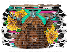 sunflower highland cow - Cheat Clear Waterslide™ Decal – Made By Momma ...