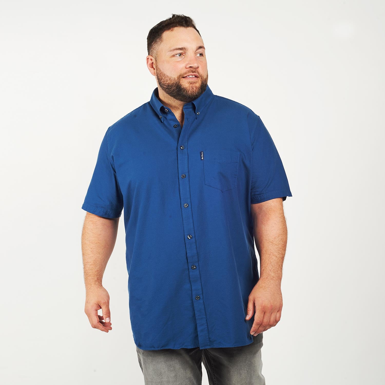 Ben Sherman Short Sleeve Shirt - 2XL-5XL - Sky Blue - 100% Cotton - Big ...