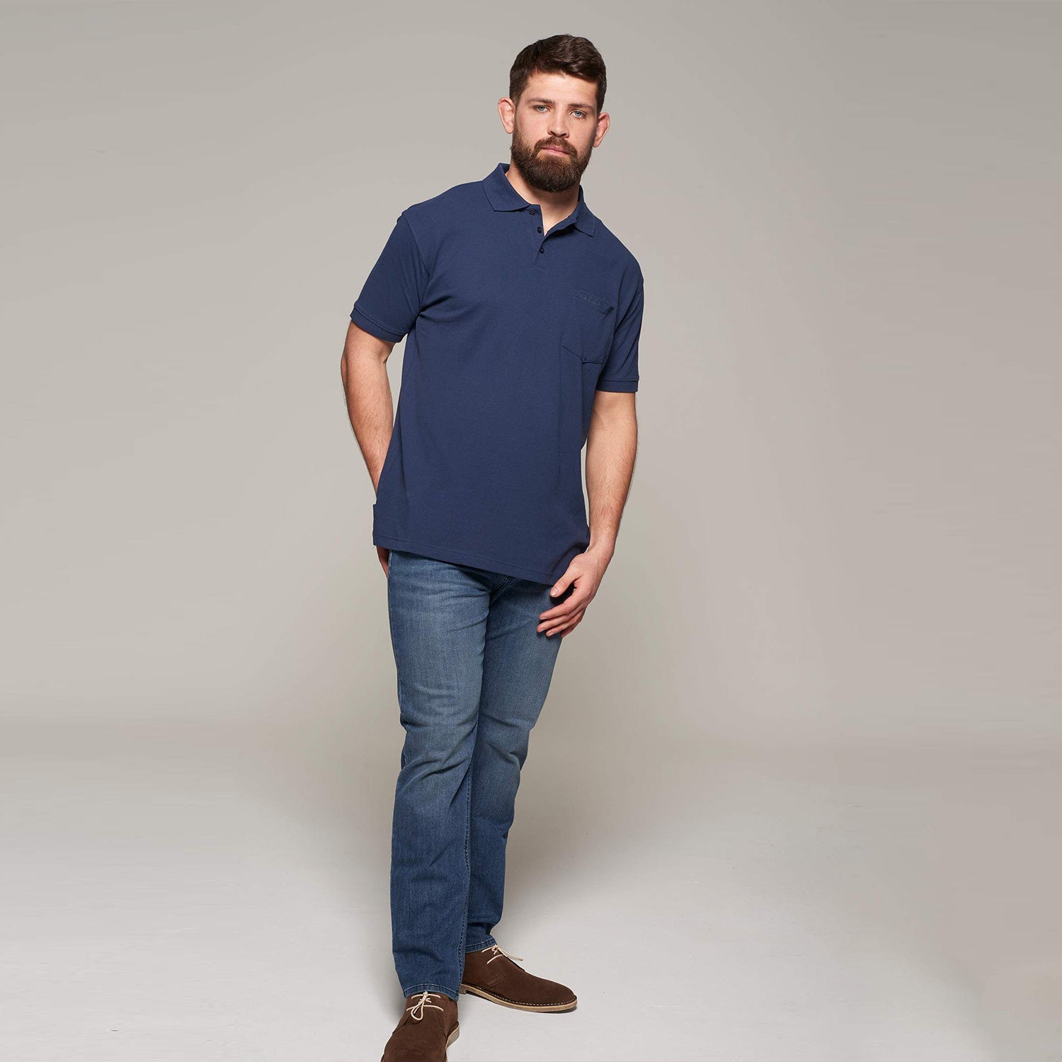 North 56°4 | Polo Shirt with Pocket in Navy Blue | Fortmens