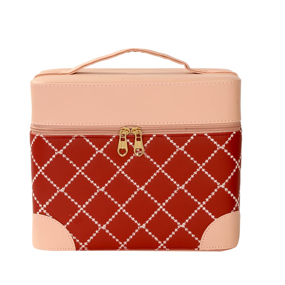 STRIPES Shiny Color Gold and Pink Fish Fin Design Makeup Organizer Bag