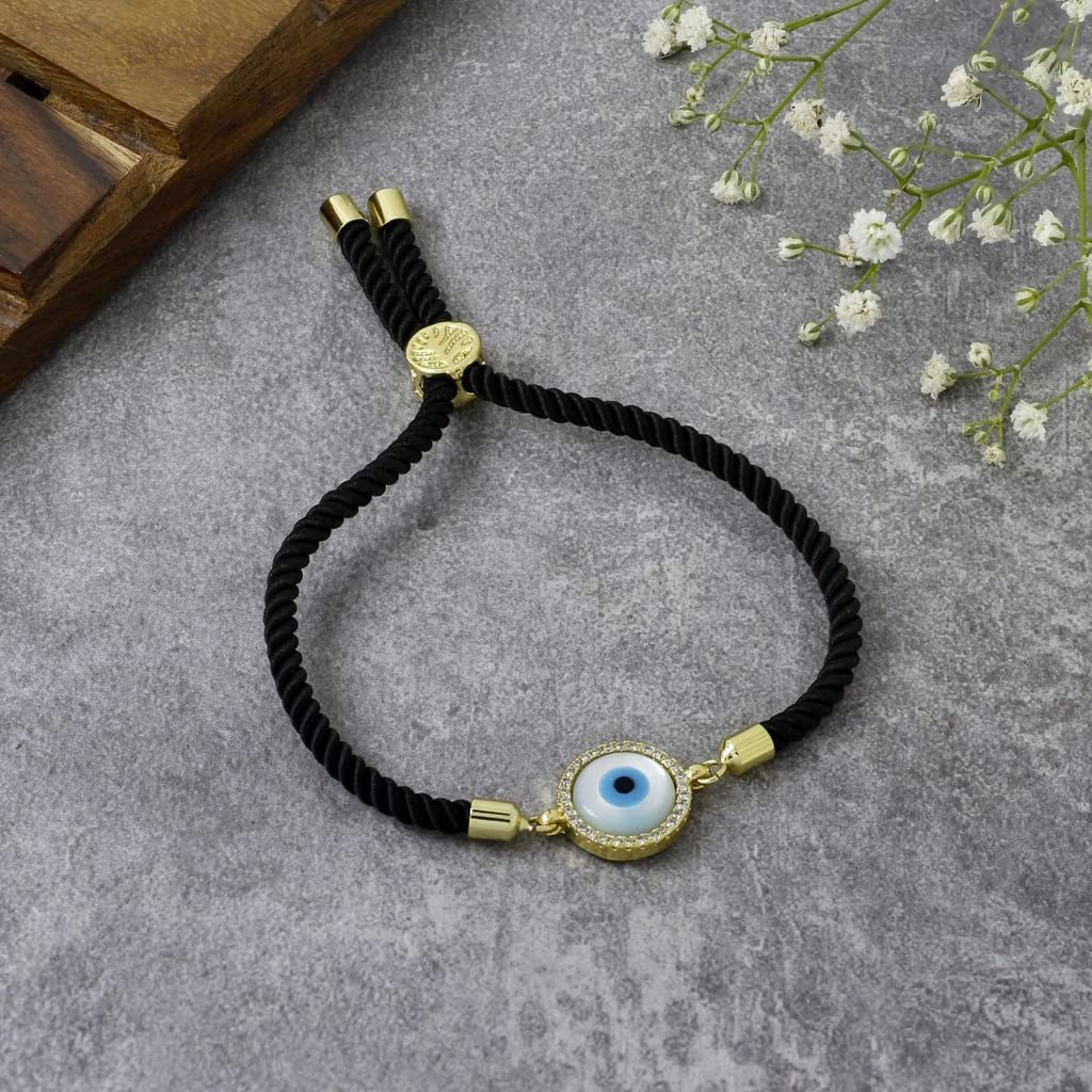 Evil Eye Bracelet Black String Kabbalah Protection Handmade Adjustable