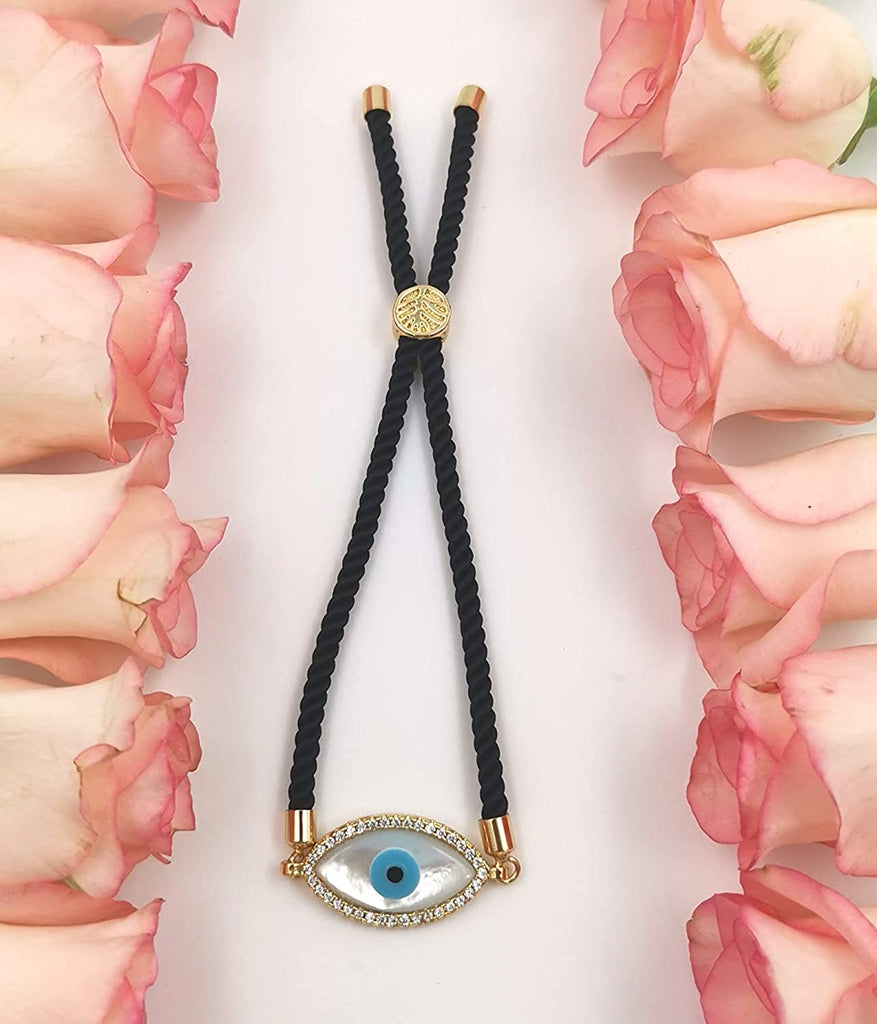 STRIPES® Rose Gold Color OM with Rhinestone Bracelet Black String