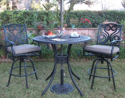 3pc Black Bronze Cast Aluminum Outdoor Patio Furniture Bar Set Postpayit Com