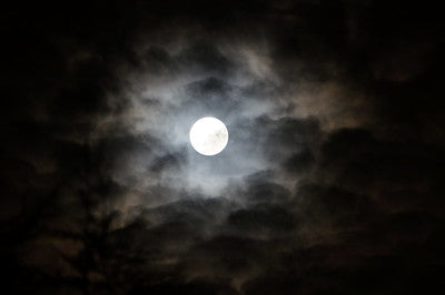 Supermoon surrounded by clouds