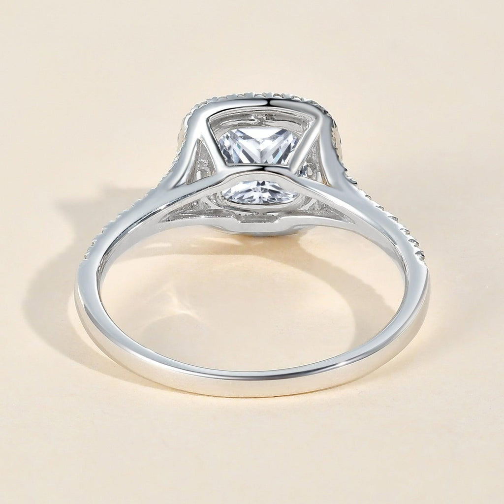 1.0ct Cushion Cut Moissanite Double Halo Ring - Felicegals 丨Wedding ring 丨Fashion ring 丨Diamond ring 丨Gemstone ring