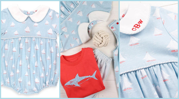 5 Easter Outfit Ideas for Boys - sailboat printed pima cotton bubble