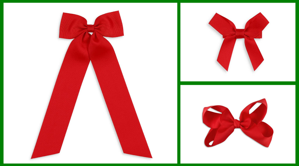 different sizes of red bows - Tips for An Easy Family Christmas Photo Shoot