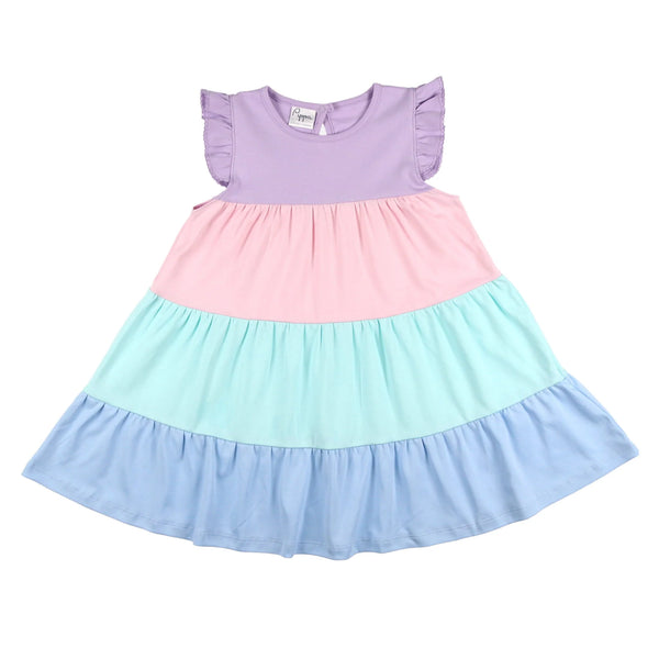 pink and purple pima cotton play dress for spring and summer