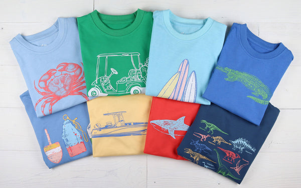 2 rows of colorful graphic tshirt designs