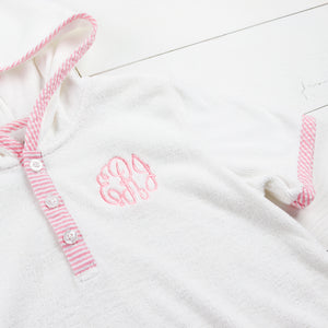 empire font monogrammed on white beach cover up