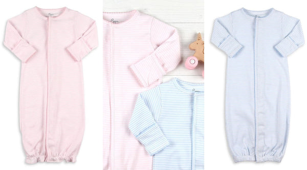 pink and blue pima cotton day gowns for baby