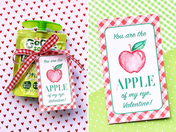 printable valentine's day cards wrapped around squeezable applesauce