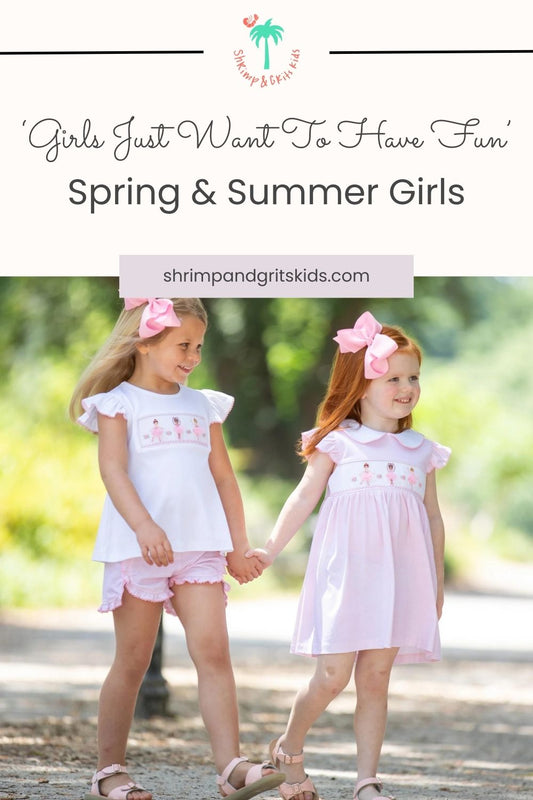 2 little girls walking hand in hand - girls just want to have fun collection - pinterest pin