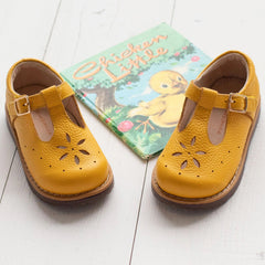 T-strap mustard yellow mary janes shrimp and grits kids clothing